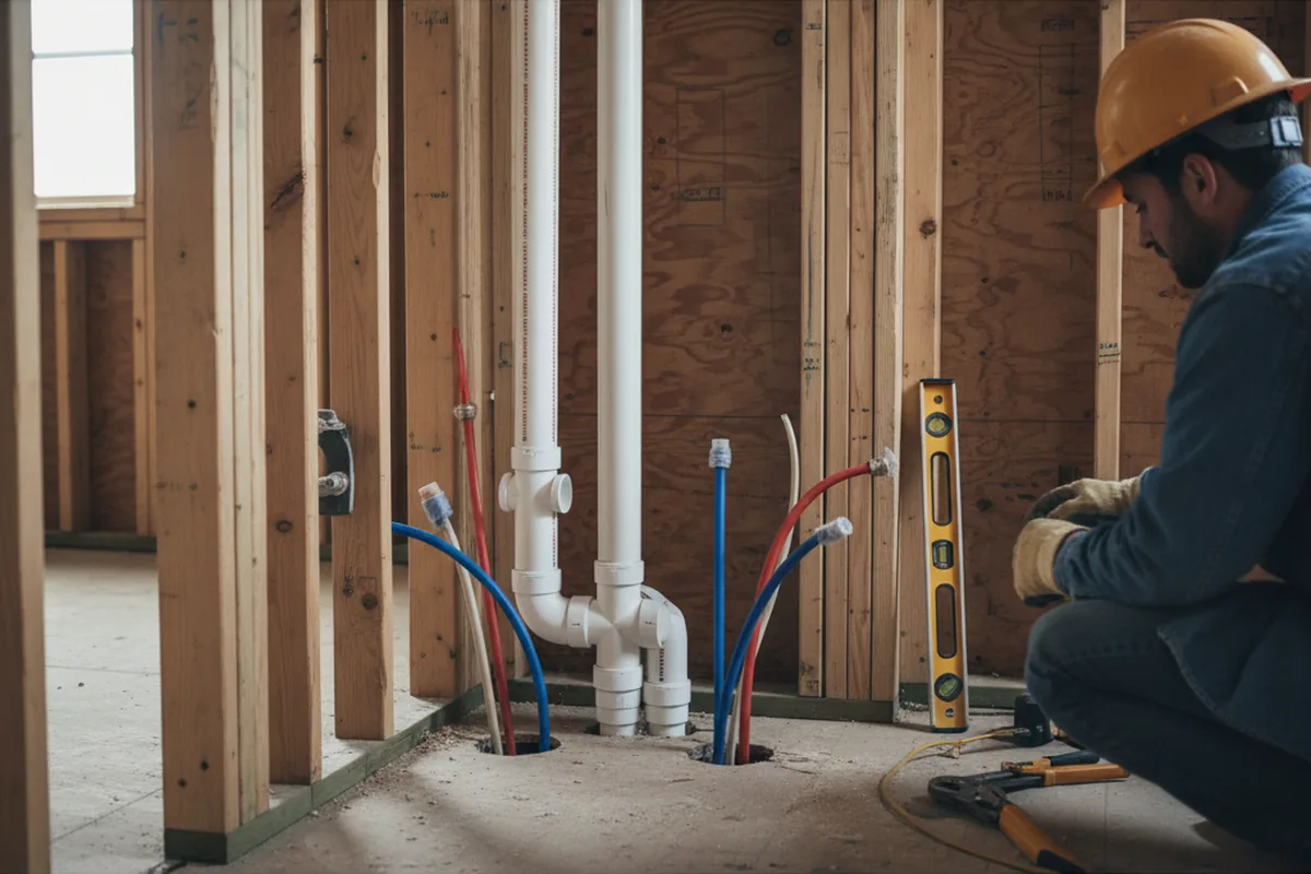 Drain and supply rough-in during Sump Pump Repair in Washington
